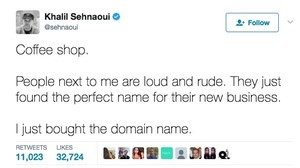 tweet of a guy who bought the domain name from loud people